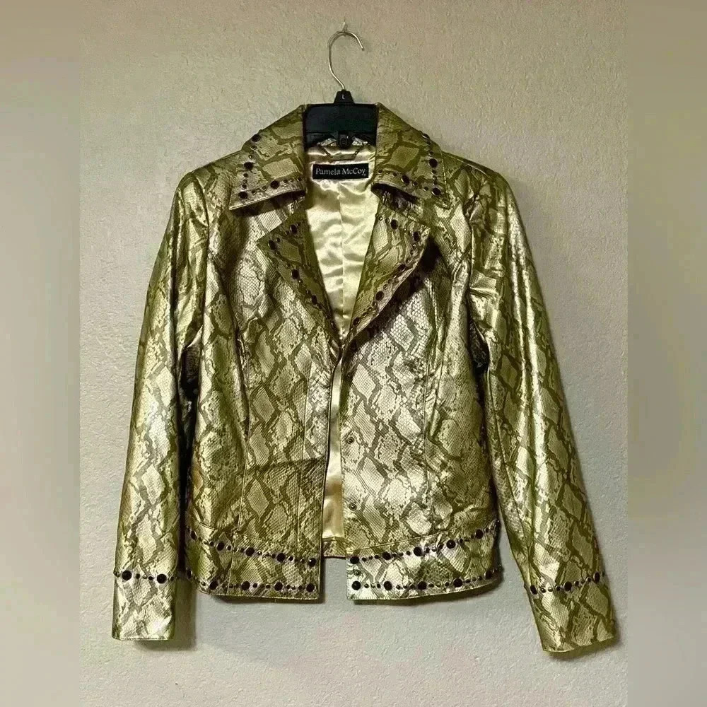 Vintage Pamela McCoy Snake Skin Print Cost XS 80s/90s Glam